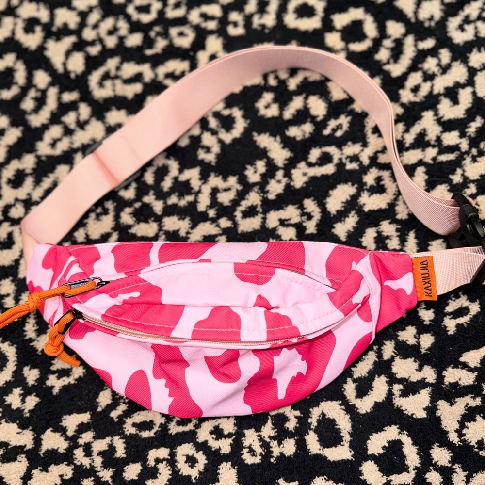 KAXIUJIA Waist Bag Unisex OS Pink Cow Print Festival Streetwear Y2K Aesthetic